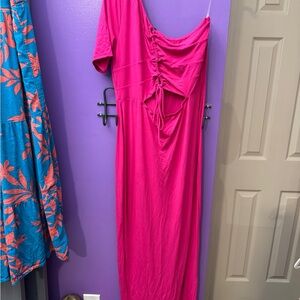 Elegant Pink Ruched Dress